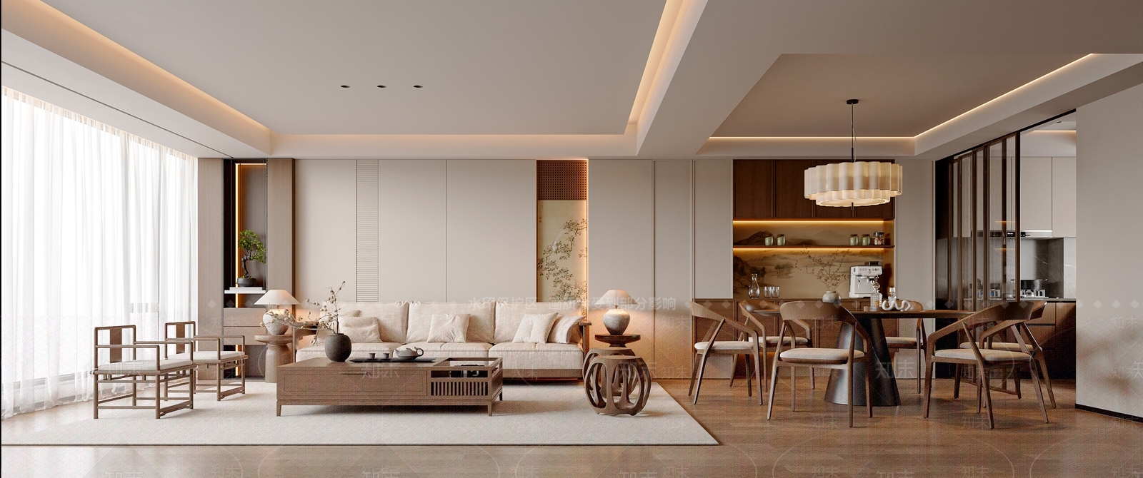 新中式中式宋式客餐厅3D模型下载【ID:1194454313】