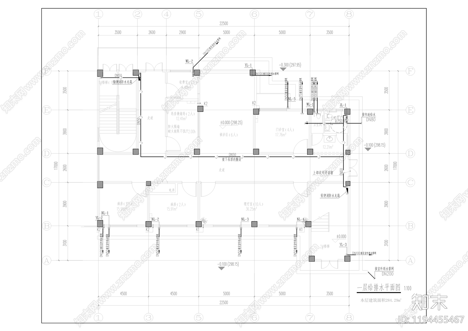 现代办公楼建筑cad施工图下载【ID:1194455467】