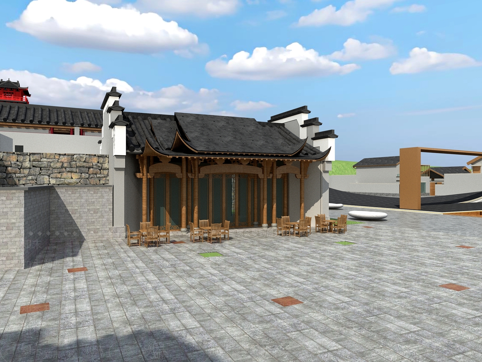 中式中古古建3D模型下载【ID:1194455683】