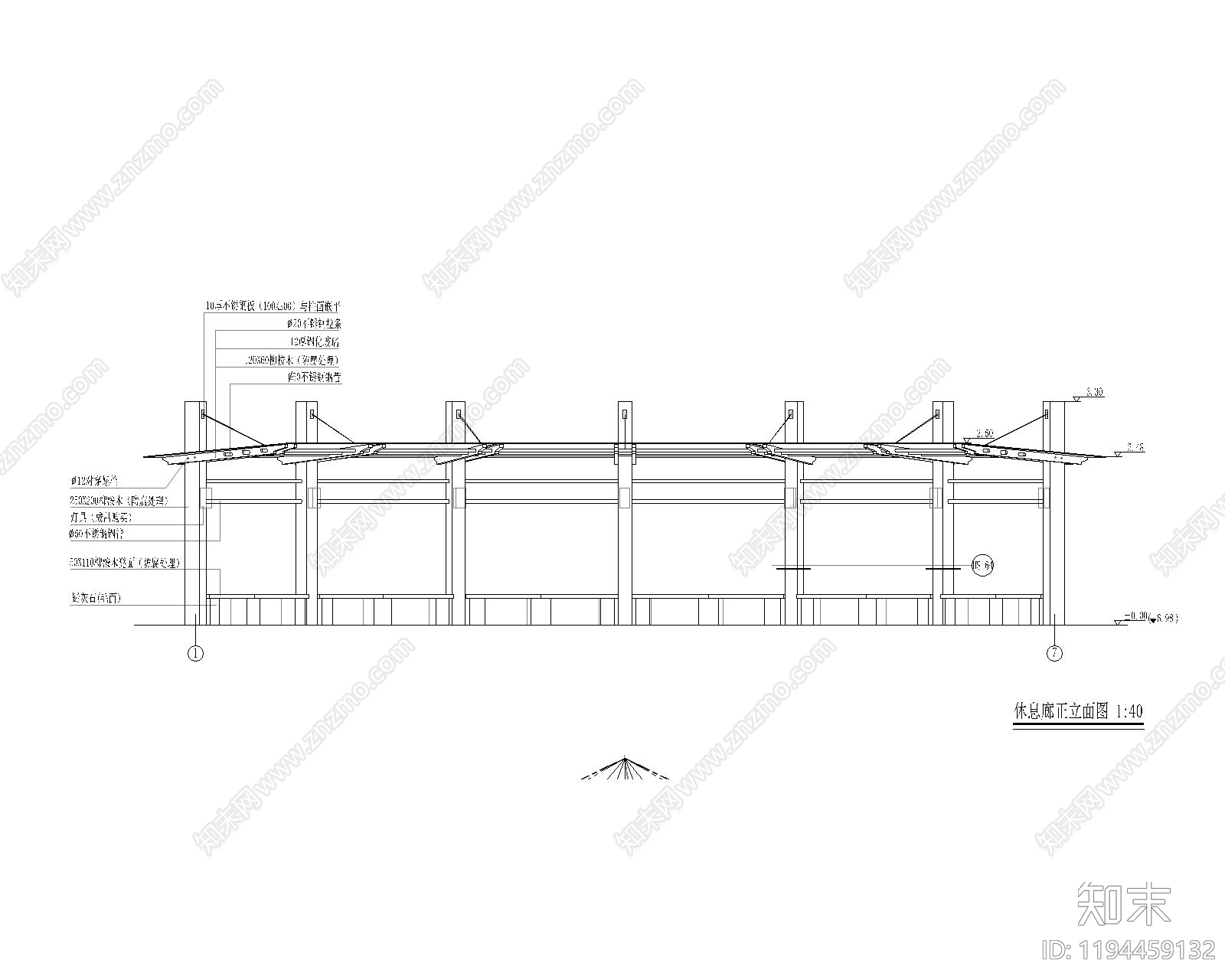 现代廊架施工图下载【ID:1194459132】