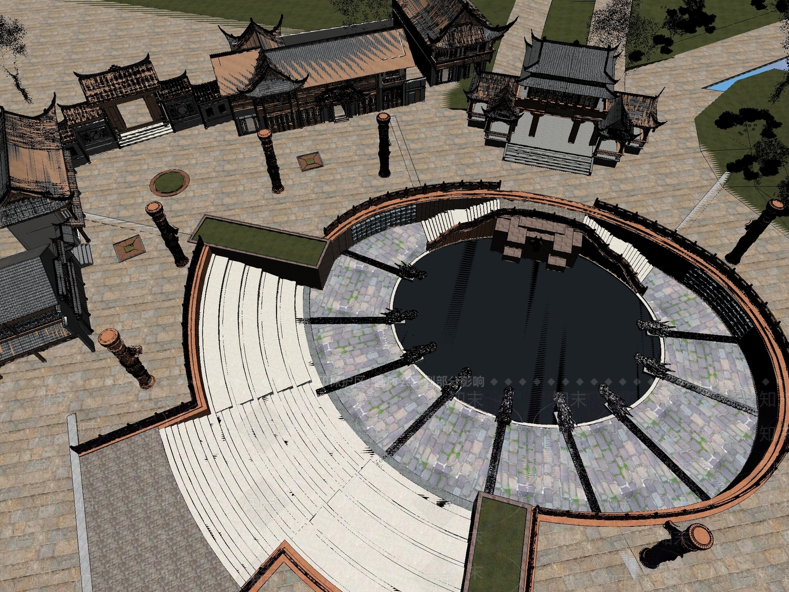 中式中古古建3D模型下载【ID:1194466678】