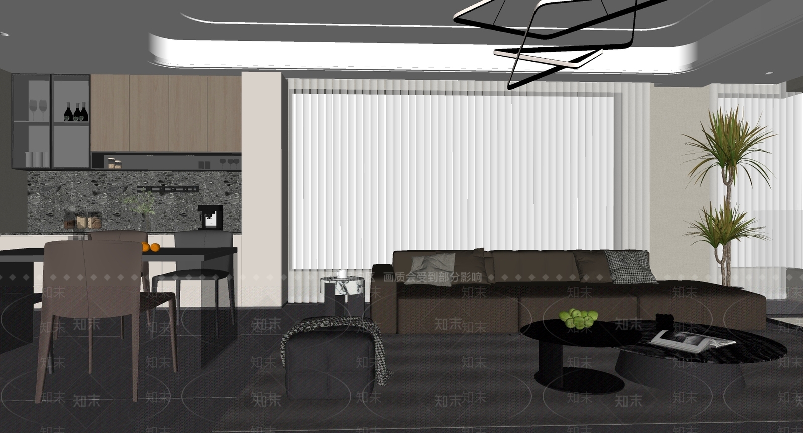 意式现代客餐厅SU模型下载【ID:1194471901】