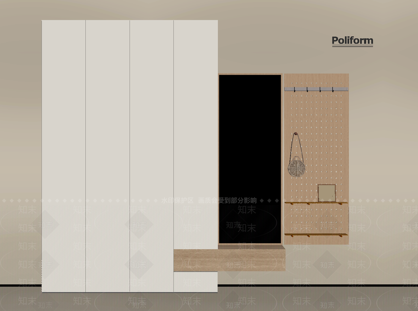 奶油玄关柜SU模型下载【ID:1194471850】