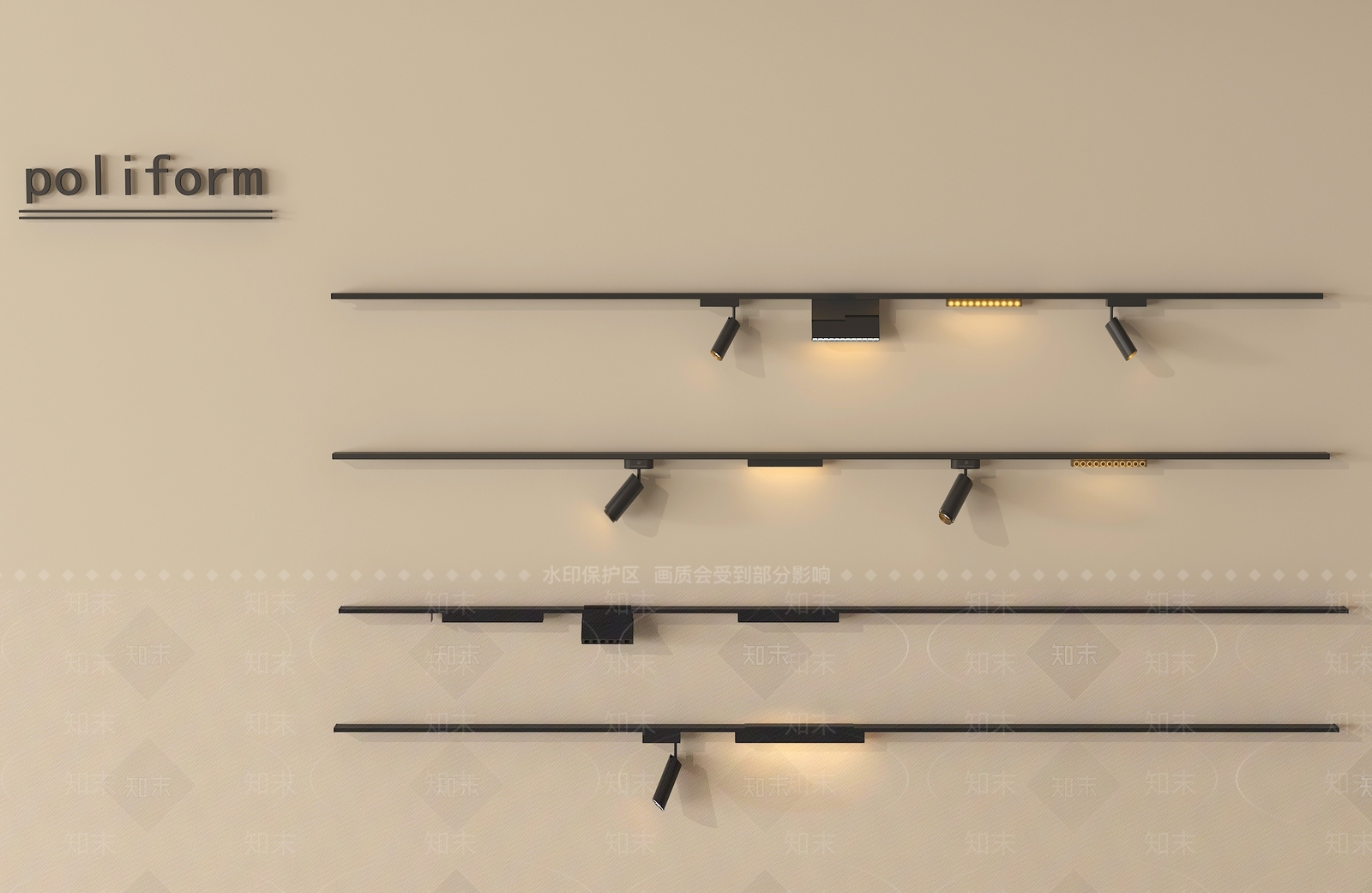 现代格栅灯SU模型下载【ID:1194472542】