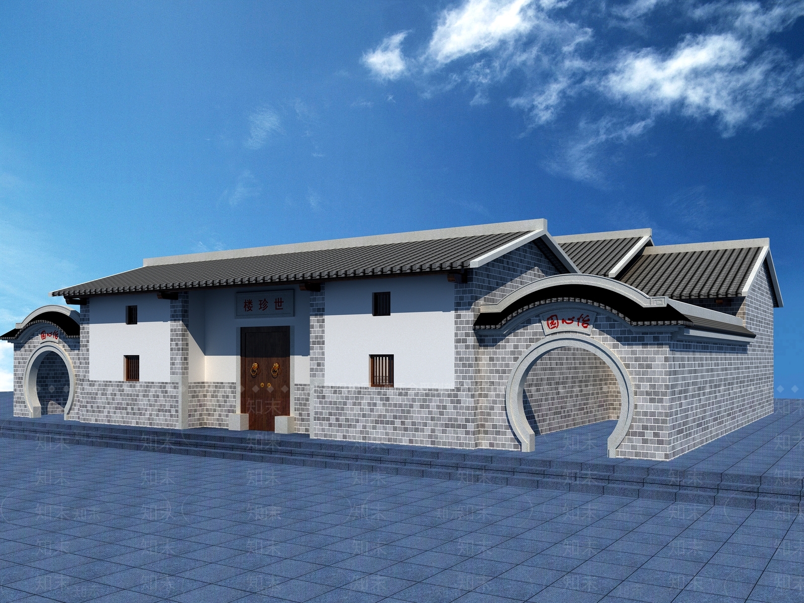 中式中古古建3D模型下载【ID:1194474098】