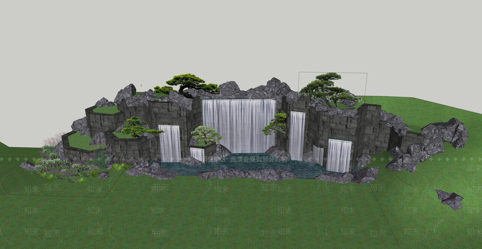 现代假山SU模型下载【ID:1194474354】