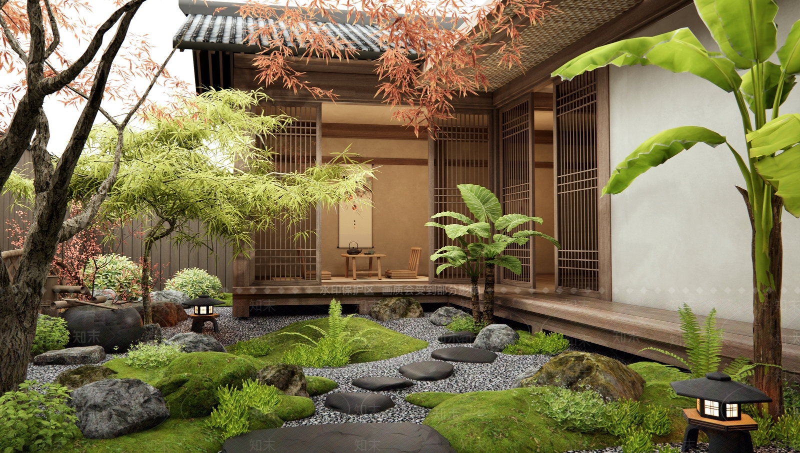 日式庭院3D模型下载【ID:1194474708】