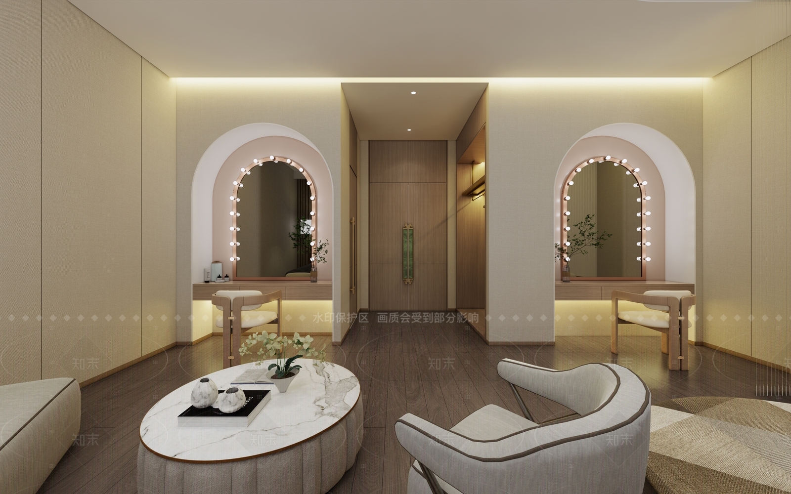 现代奶油其他酒店空间SU模型下载【ID:1194475339】