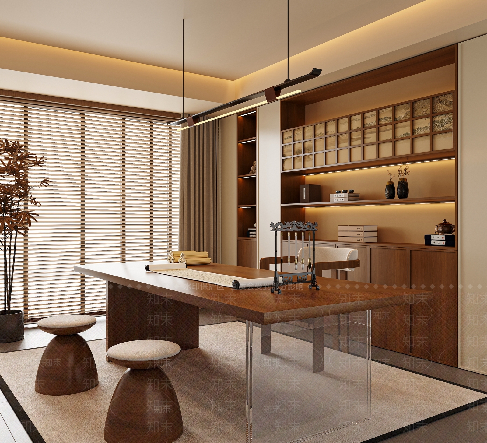 新中式中古宋式书房3D模型下载【ID:1194480201】