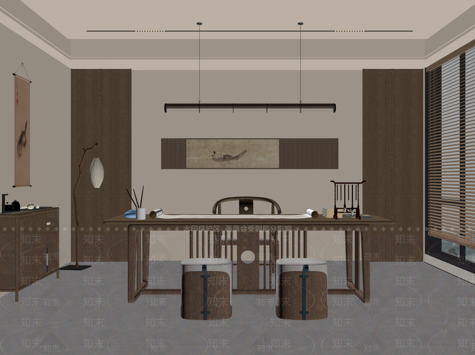 新中式棋牌室SU模型下载【ID:1194482524】