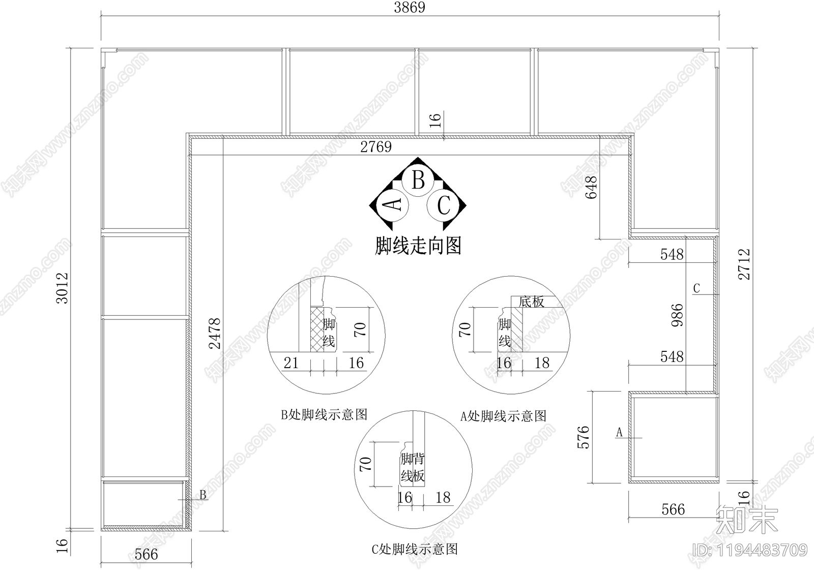 柜体节点cad施工图下载【ID:1194483709】