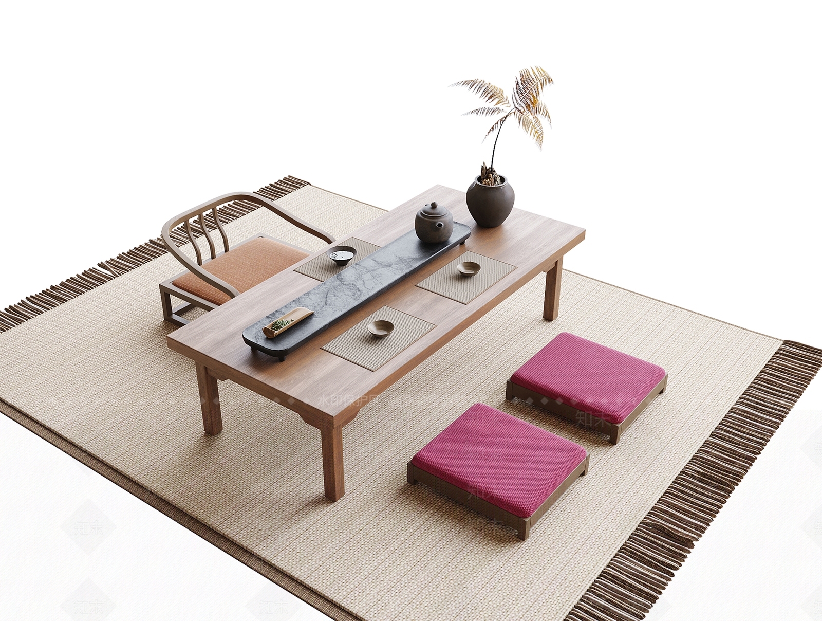 现代茶桌椅3D模型下载【ID:1194484942】