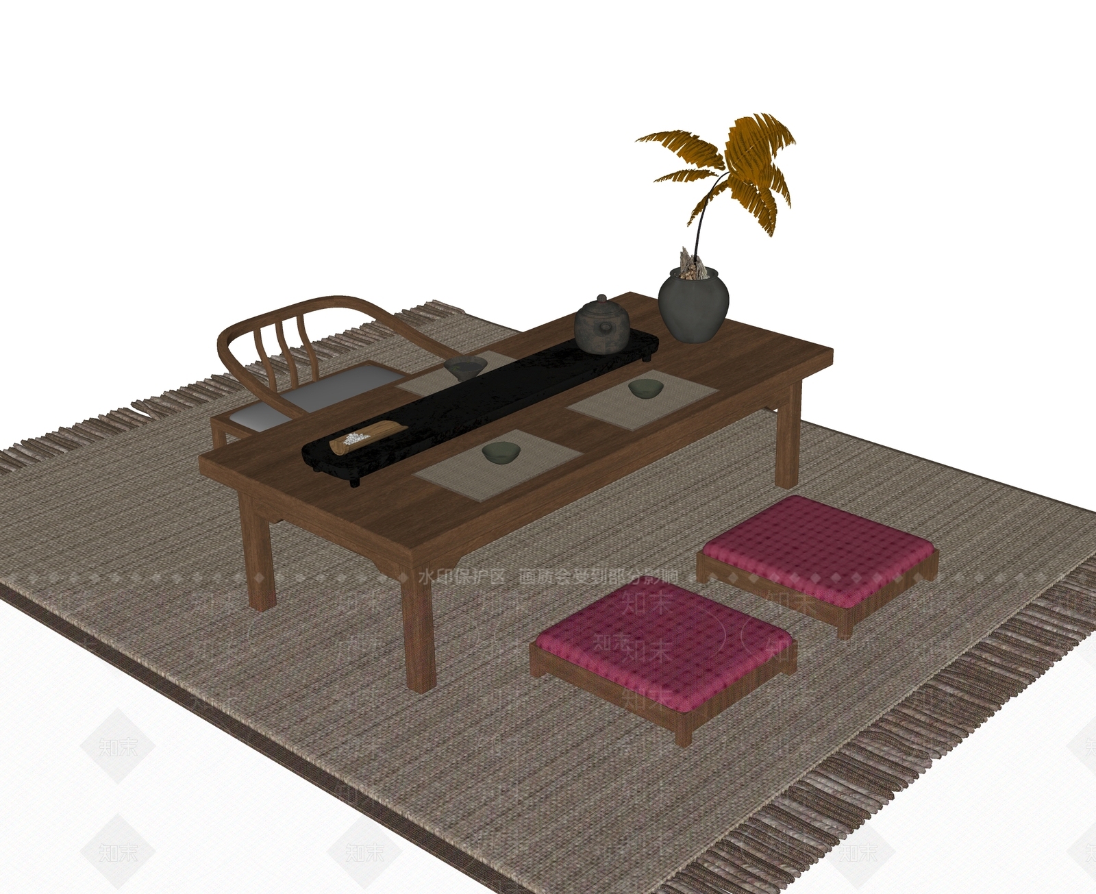 现代茶桌椅SU模型下载【ID:1194484929】
