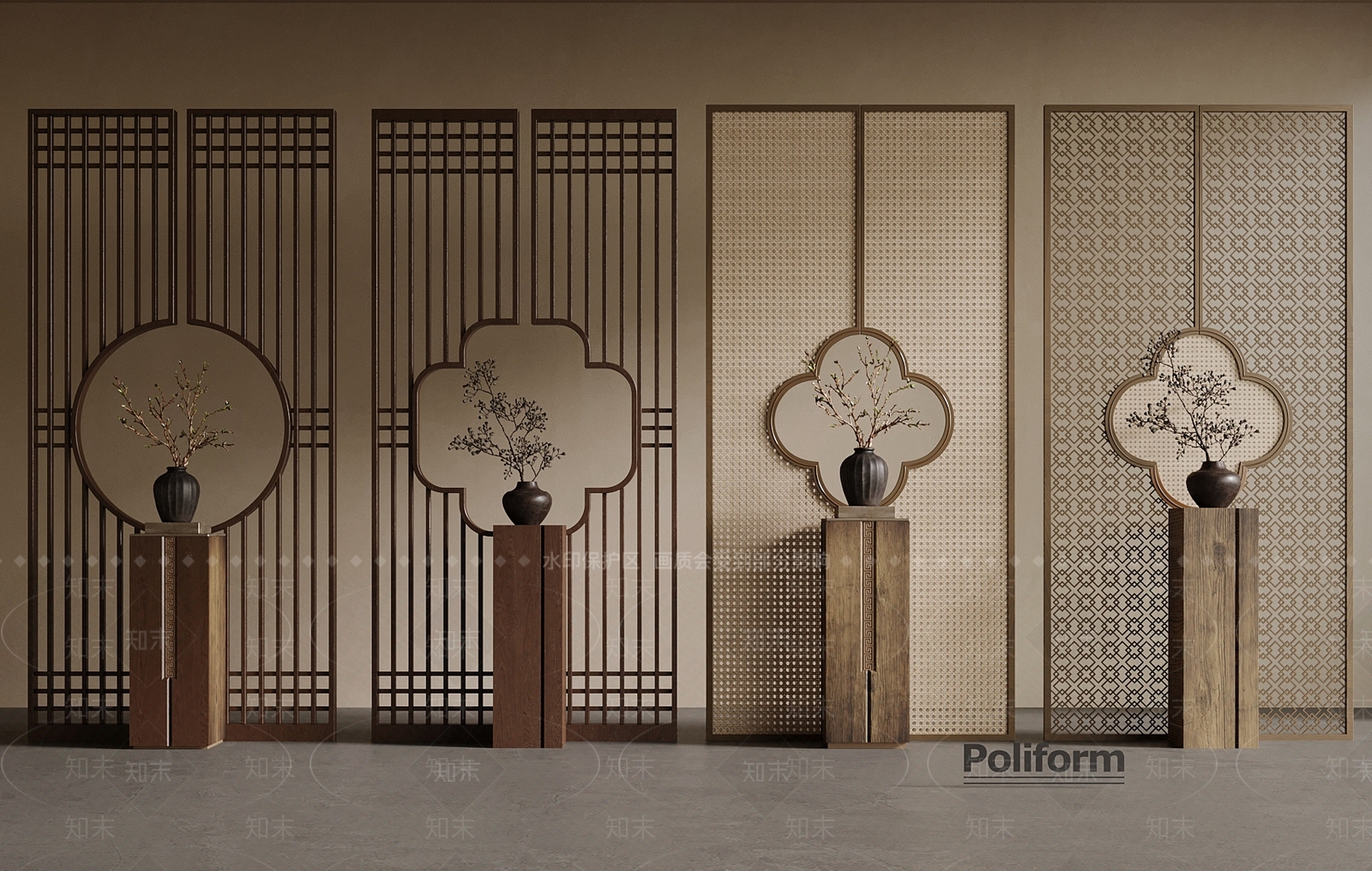 新中式屏风3D模型下载【ID:1194486795】