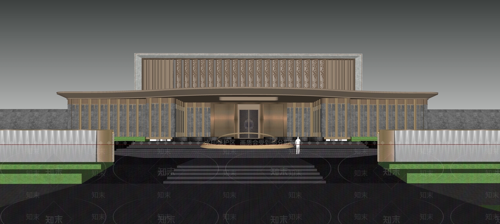 现代售楼处建筑SU模型下载【ID:1194488708】