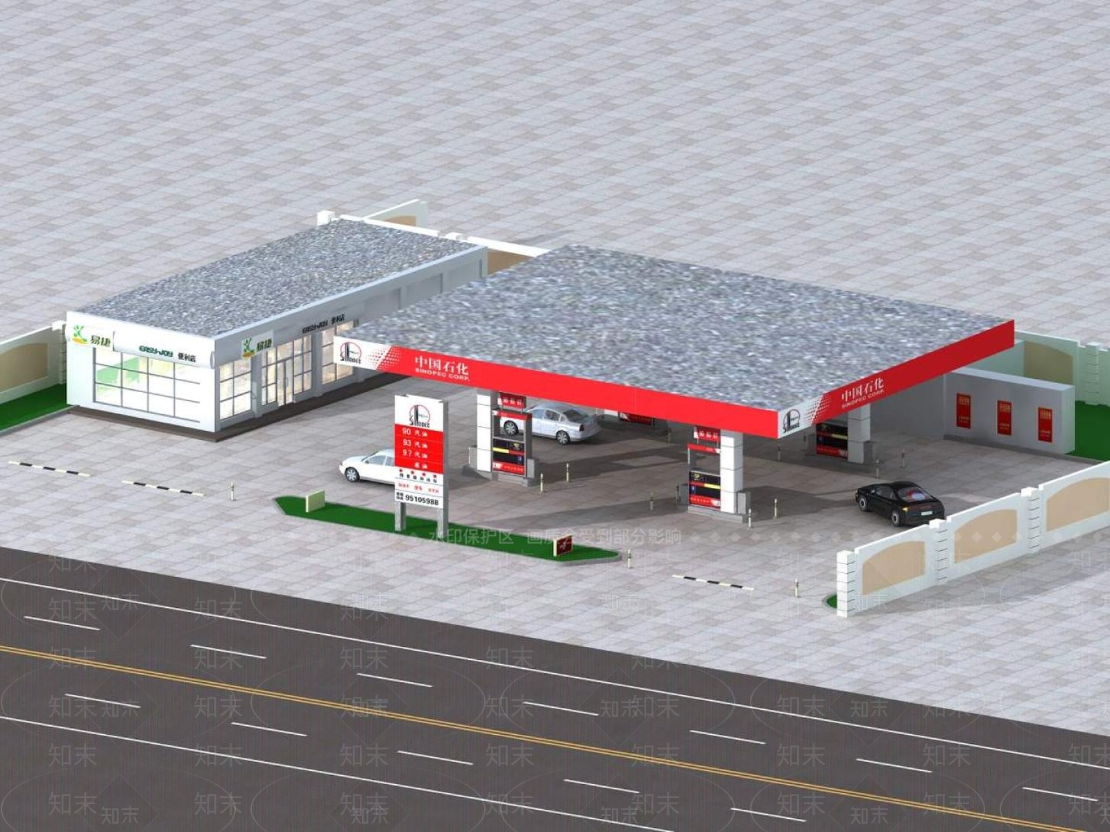现代加油站3D模型下载【ID:1194489396】
