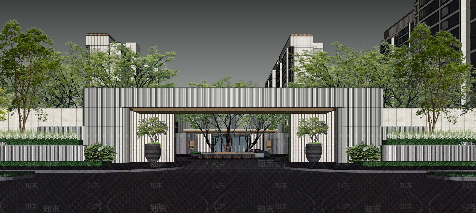 现代售楼处建筑SU模型下载【ID:1194489593】