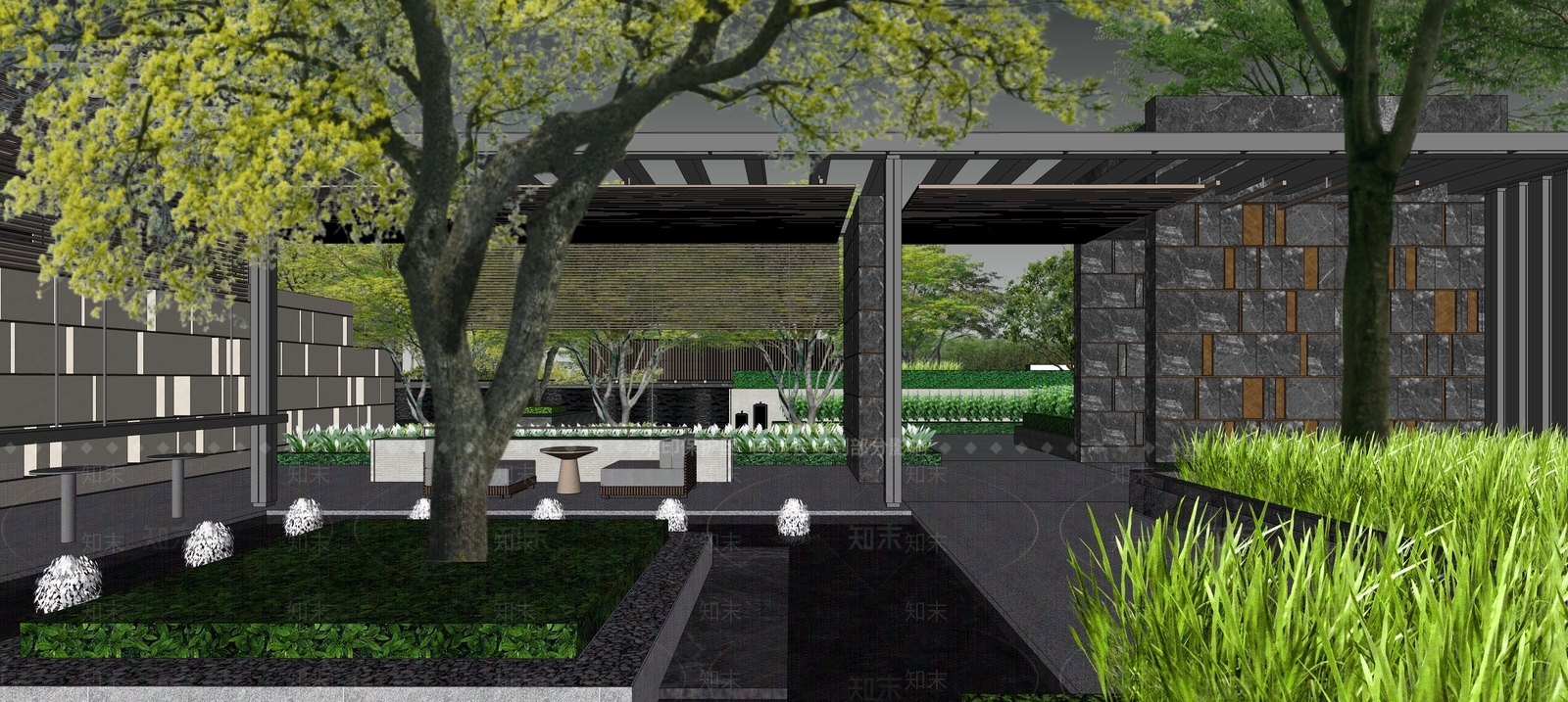现代售楼处建筑SU模型下载【ID:1194489593】