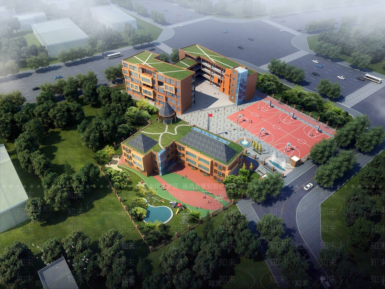 现代学校外观3D模型下载【ID:1194490312】