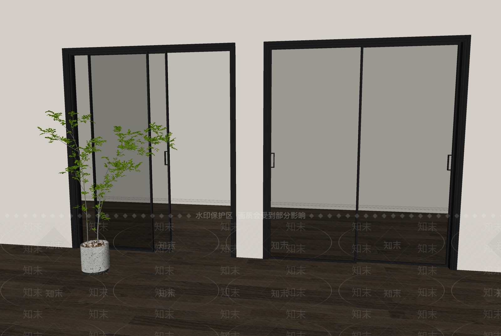 现代推拉门SU模型下载【ID:1194491072】