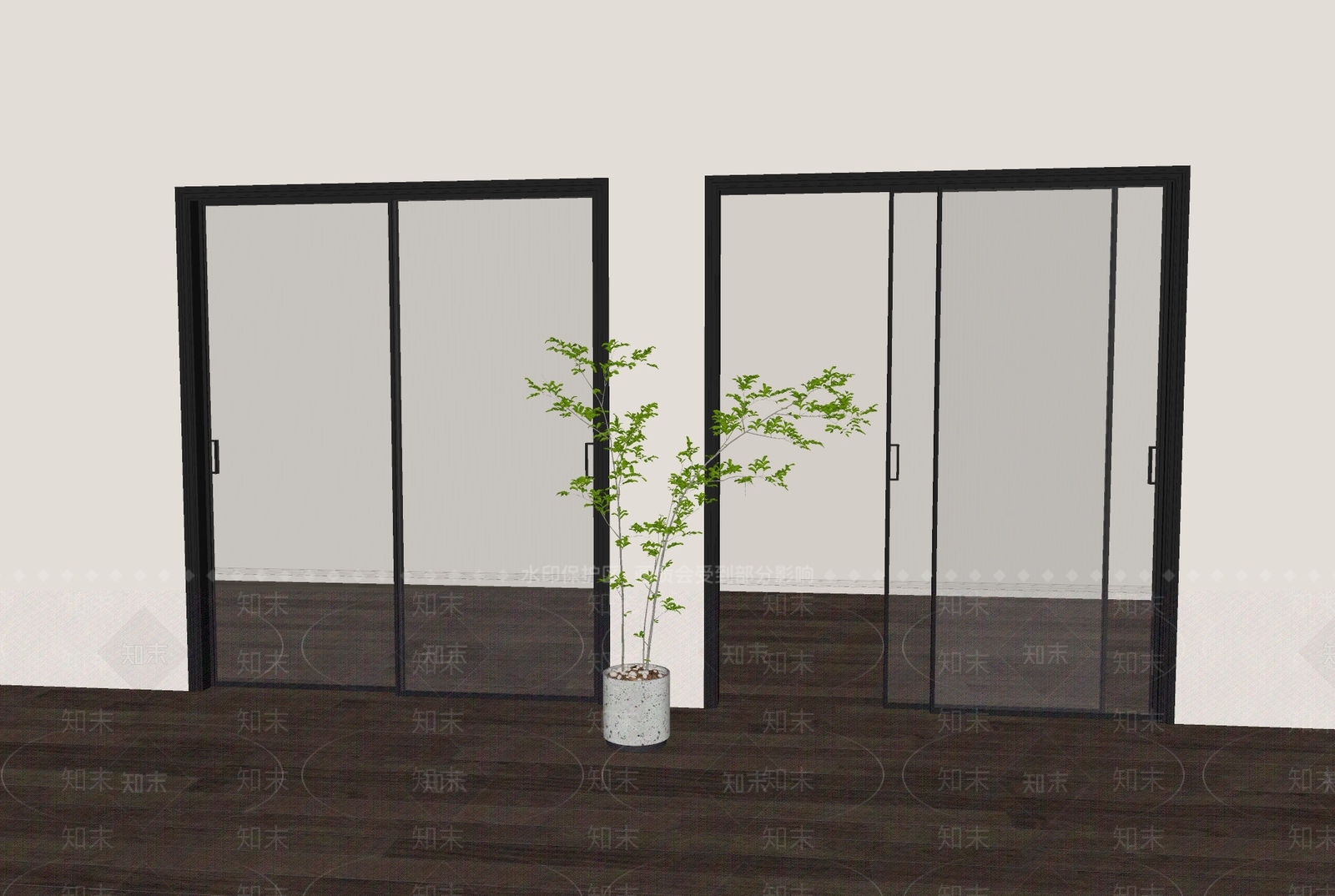 现代推拉门SU模型下载【ID:1194491048】