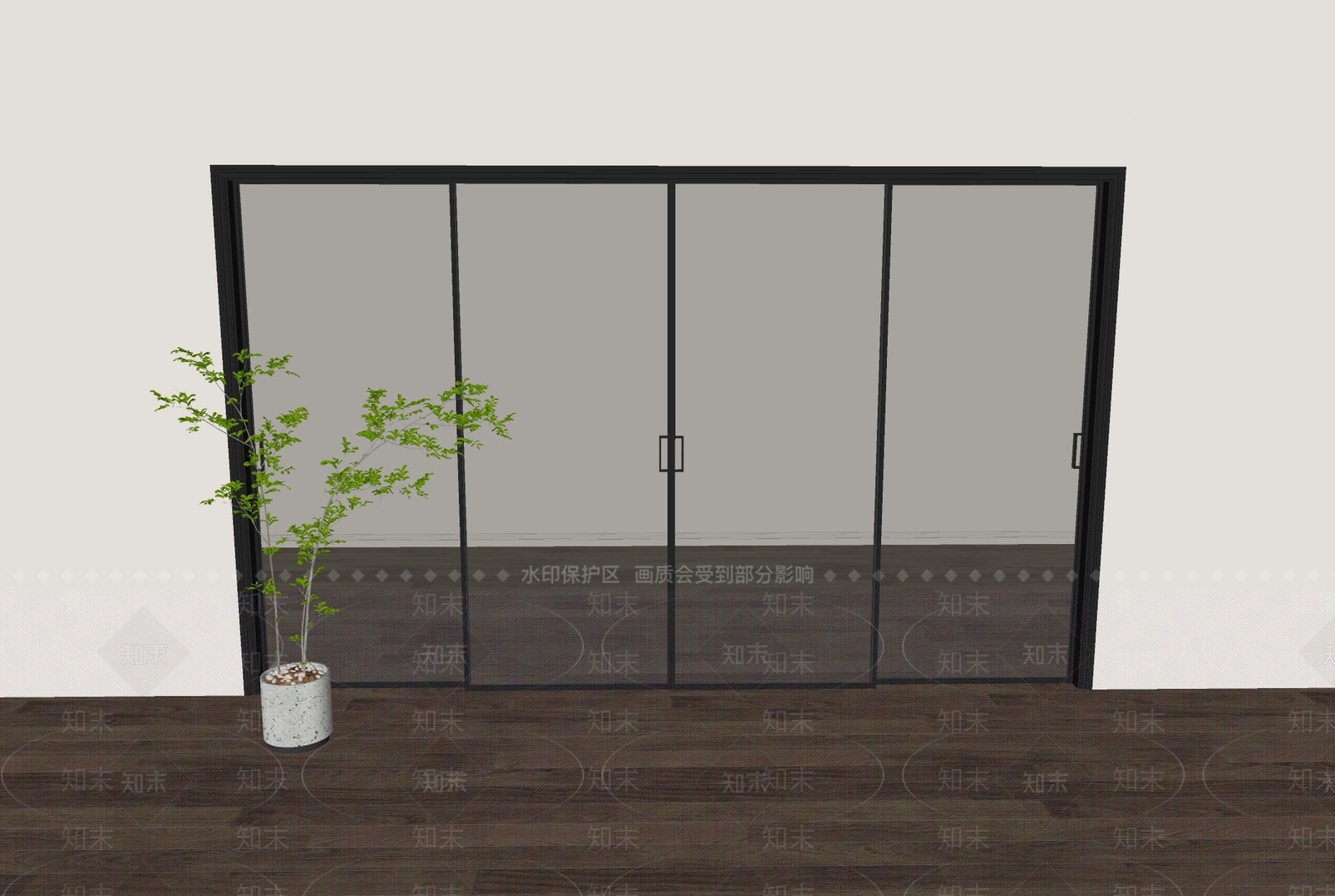 现代推拉门SU模型下载【ID:1194491196】