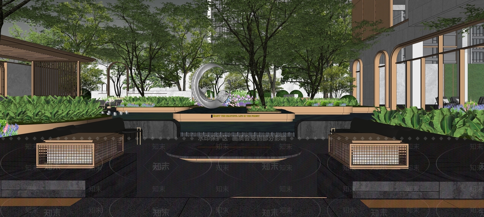 现代售楼处建筑SU模型下载【ID:1194491776】