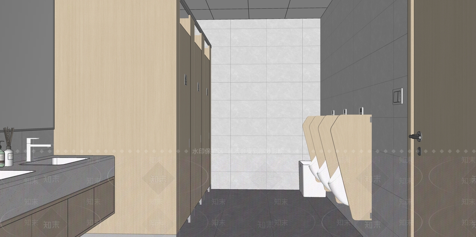 现代公共卫生间SU模型下载【ID:1194492910】