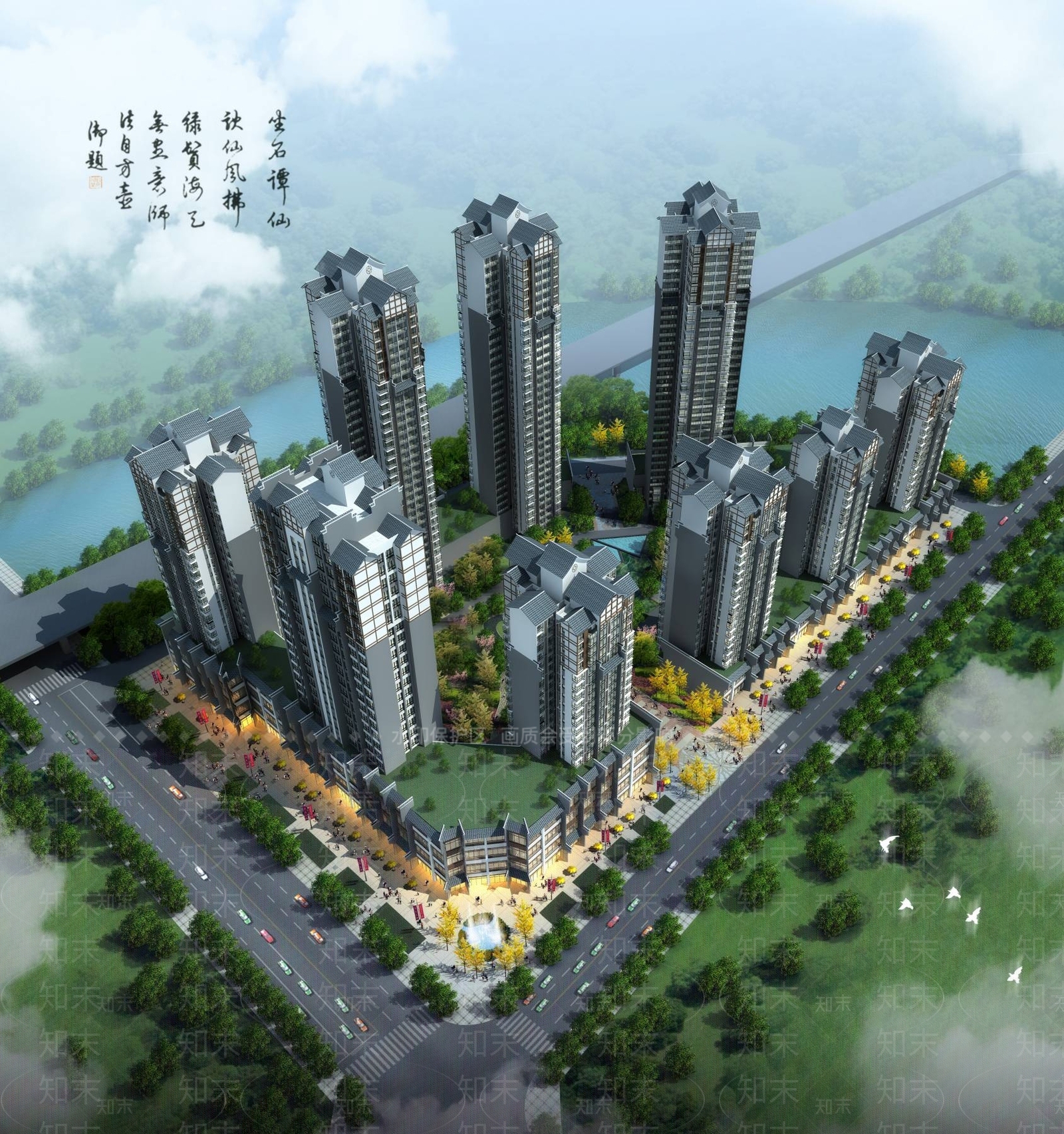 中式高层住宅3D模型下载【ID:1194493337】