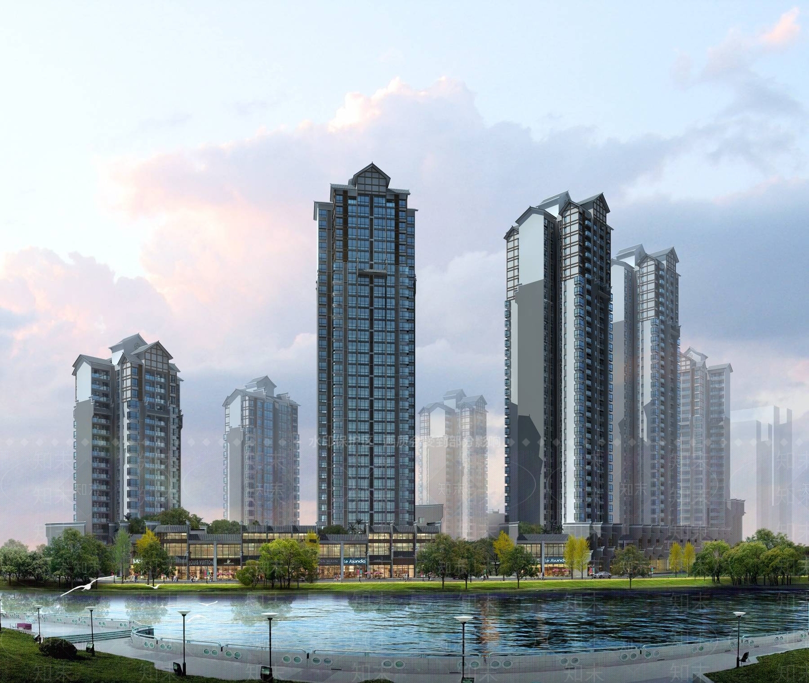 中式高层住宅3D模型下载【ID:1194493337】