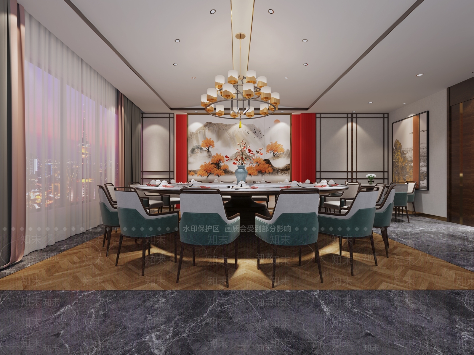 新中式现代中餐厅3D模型下载【ID:1194493786】