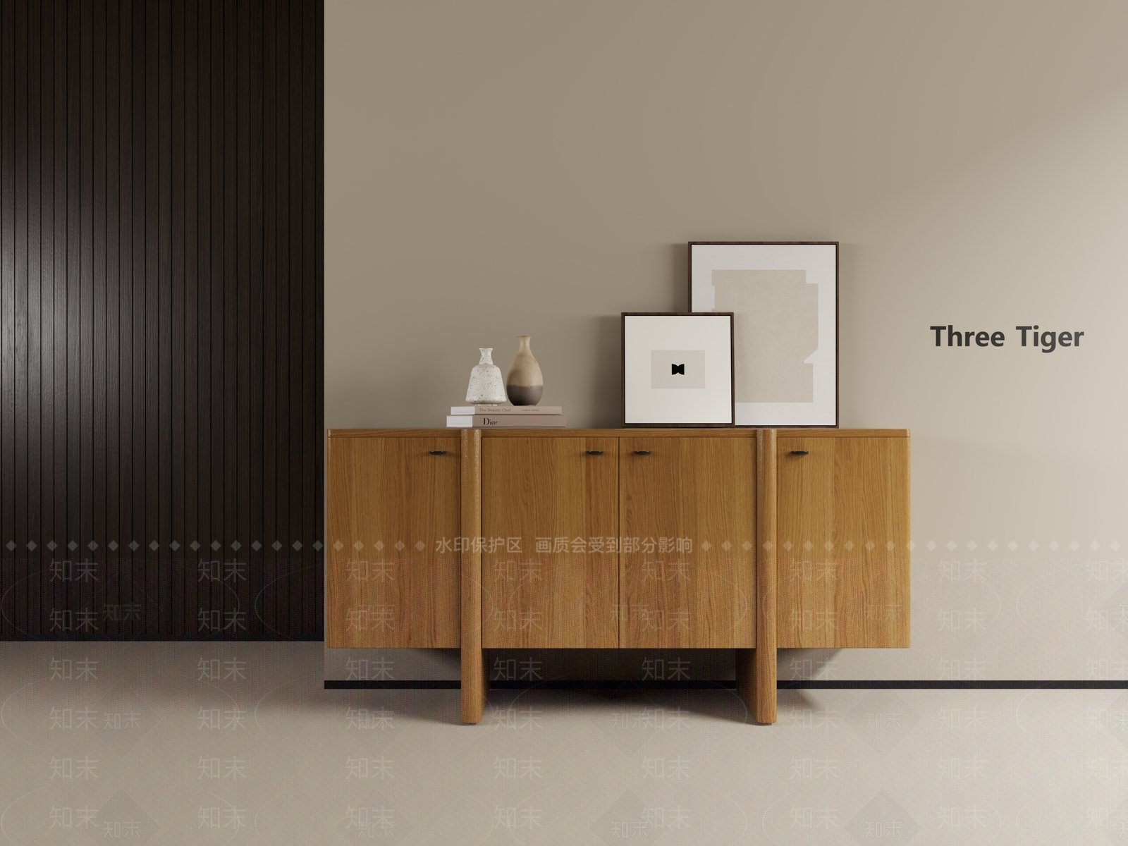 日式原木玄关柜3D模型下载【ID:1194493844】