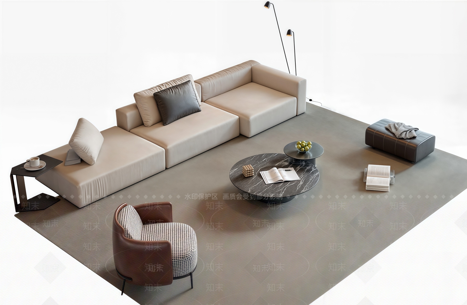 现代简约沙发组合SU模型下载【ID:1194494164】