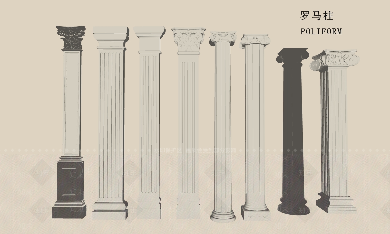 法式欧式柱子SU模型下载【ID:1194498291】