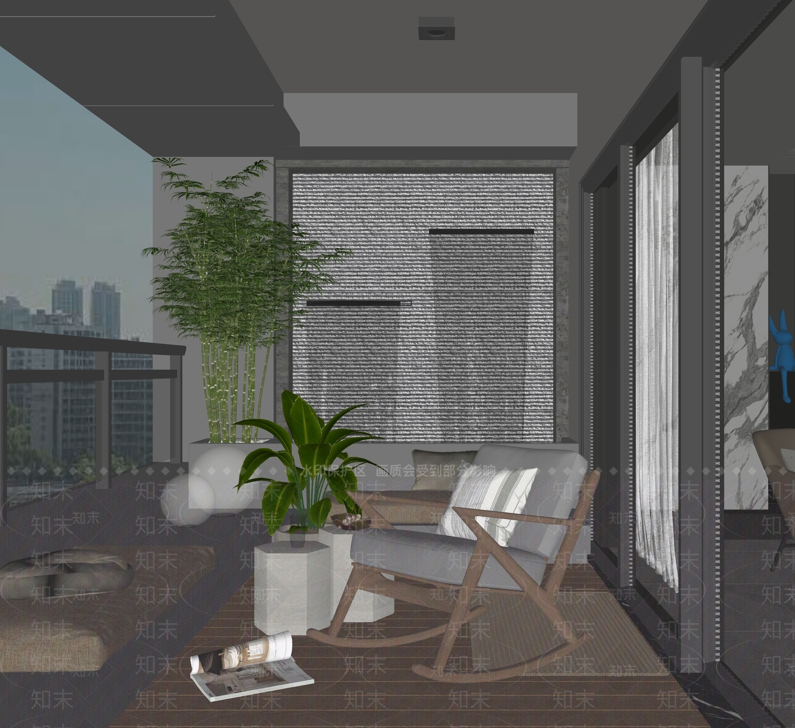 现代家居阳台SU模型下载【ID:1194502001】