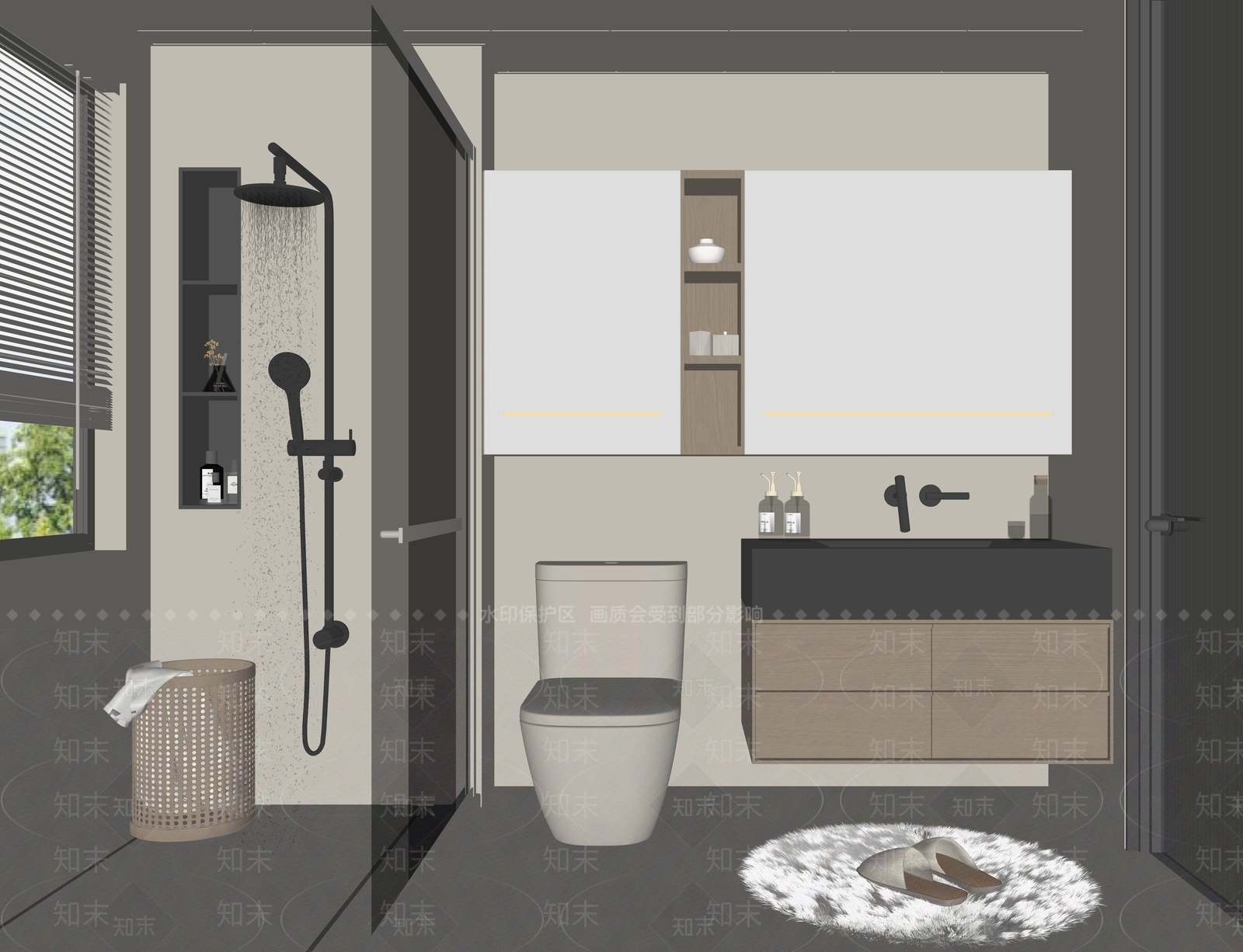 现代卫生间SU模型下载【ID:1194502923】