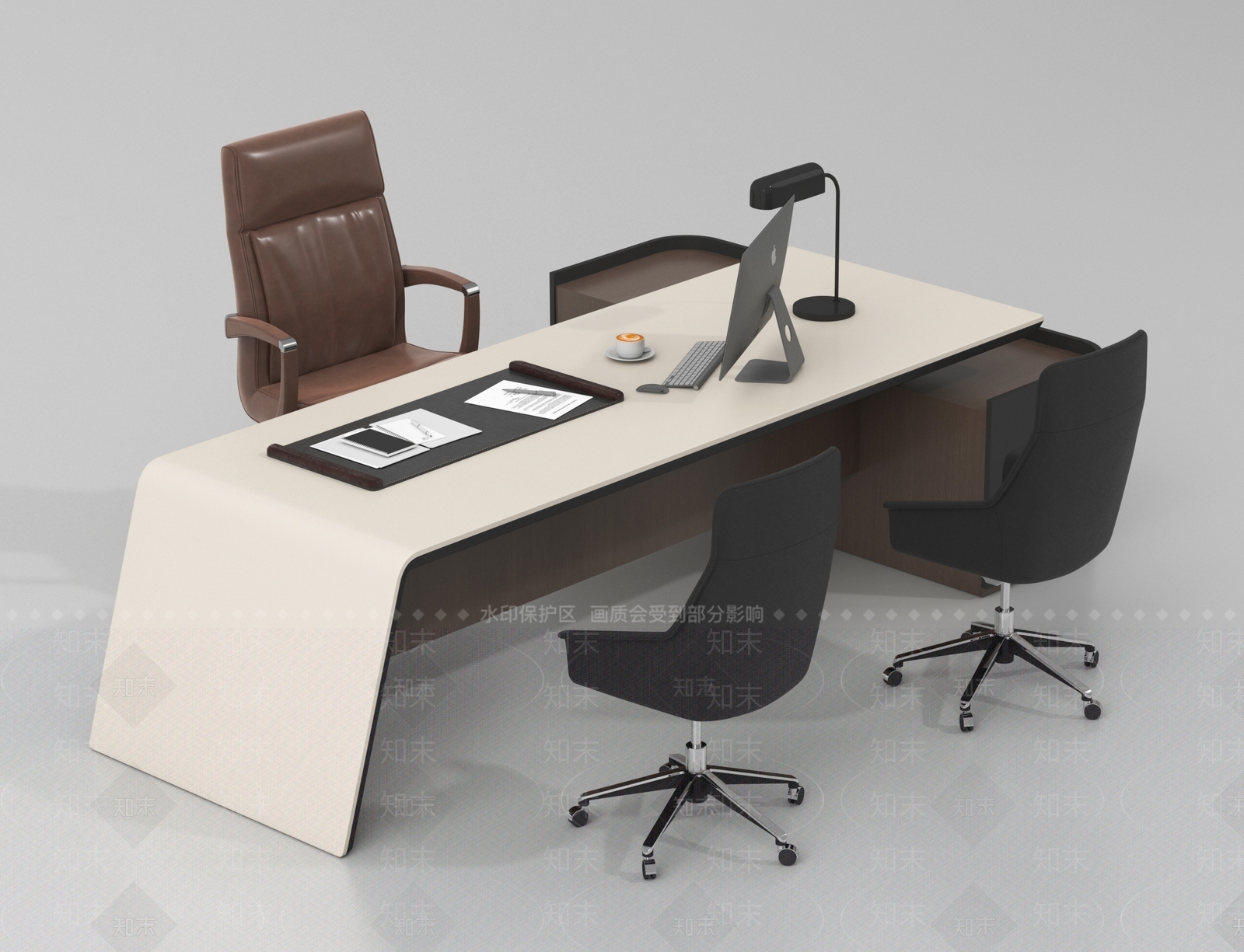 现代办公桌椅3D模型下载【ID:1194505222】