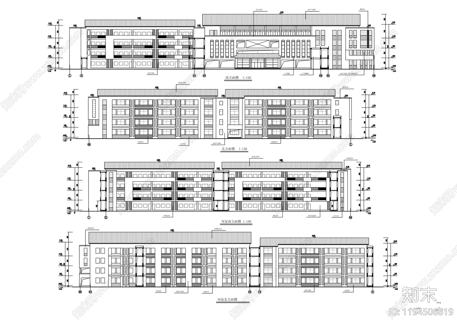 现代学校建筑cad施工图下载【ID:1194506619】