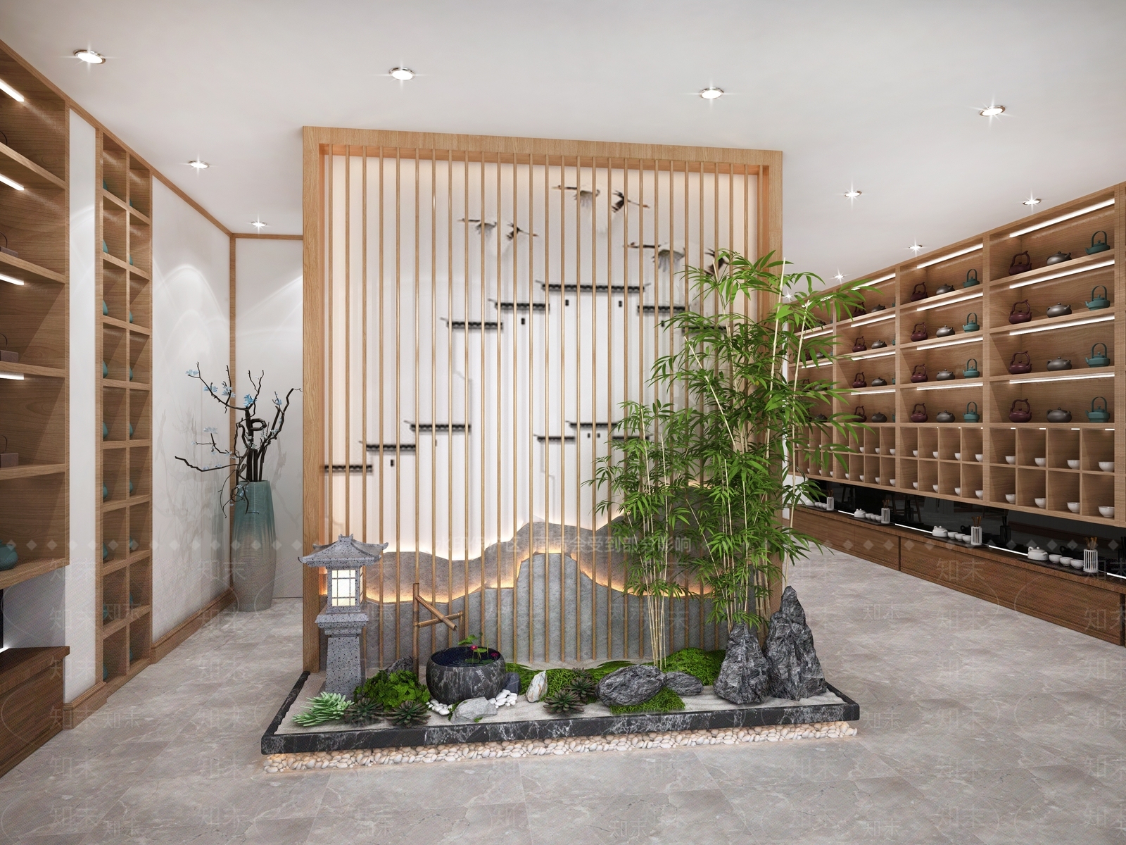 原木禅意茶叶店3D模型下载【ID:1194507267】