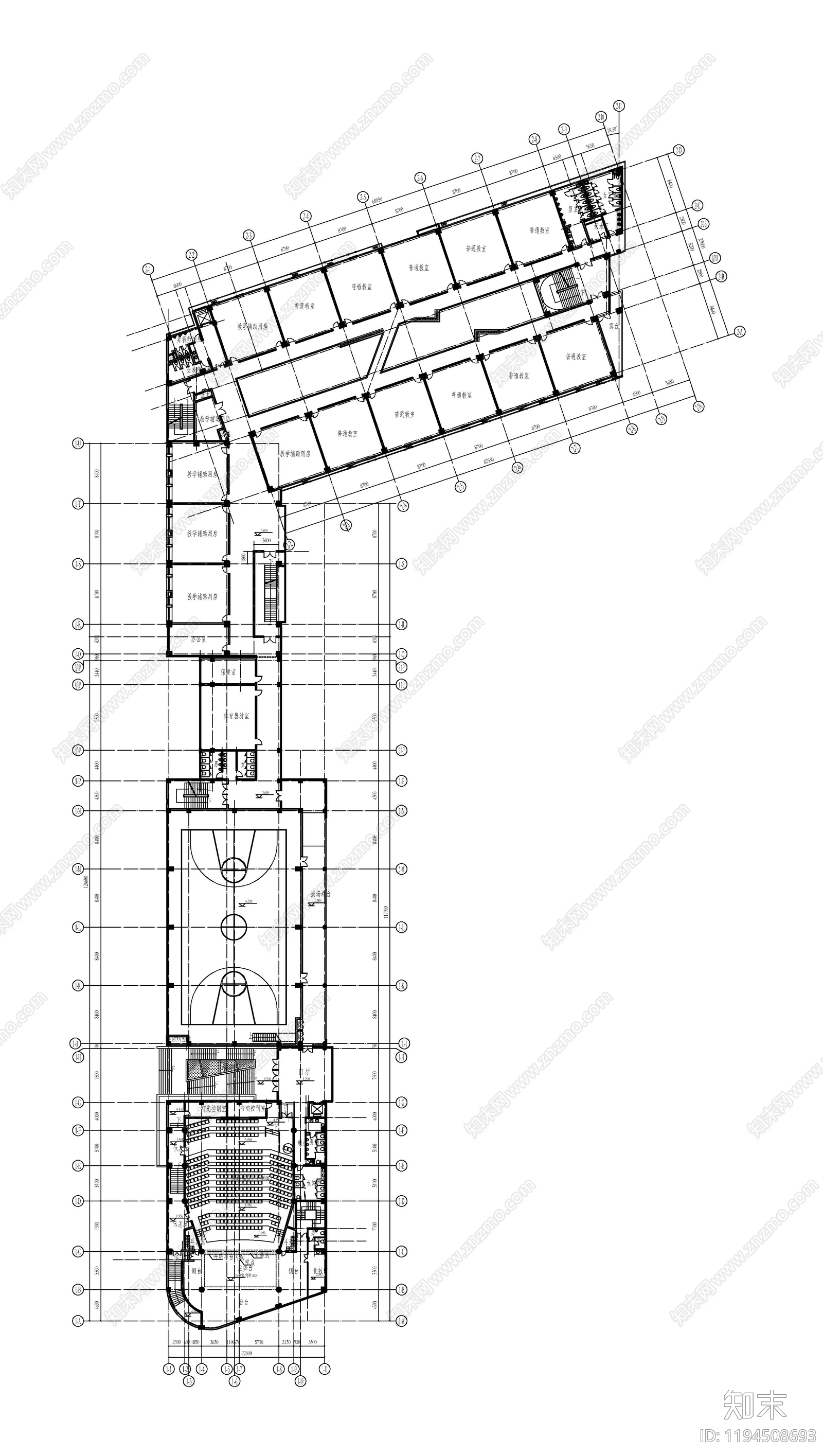 现代学校建筑cad施工图下载【ID:1194508693】