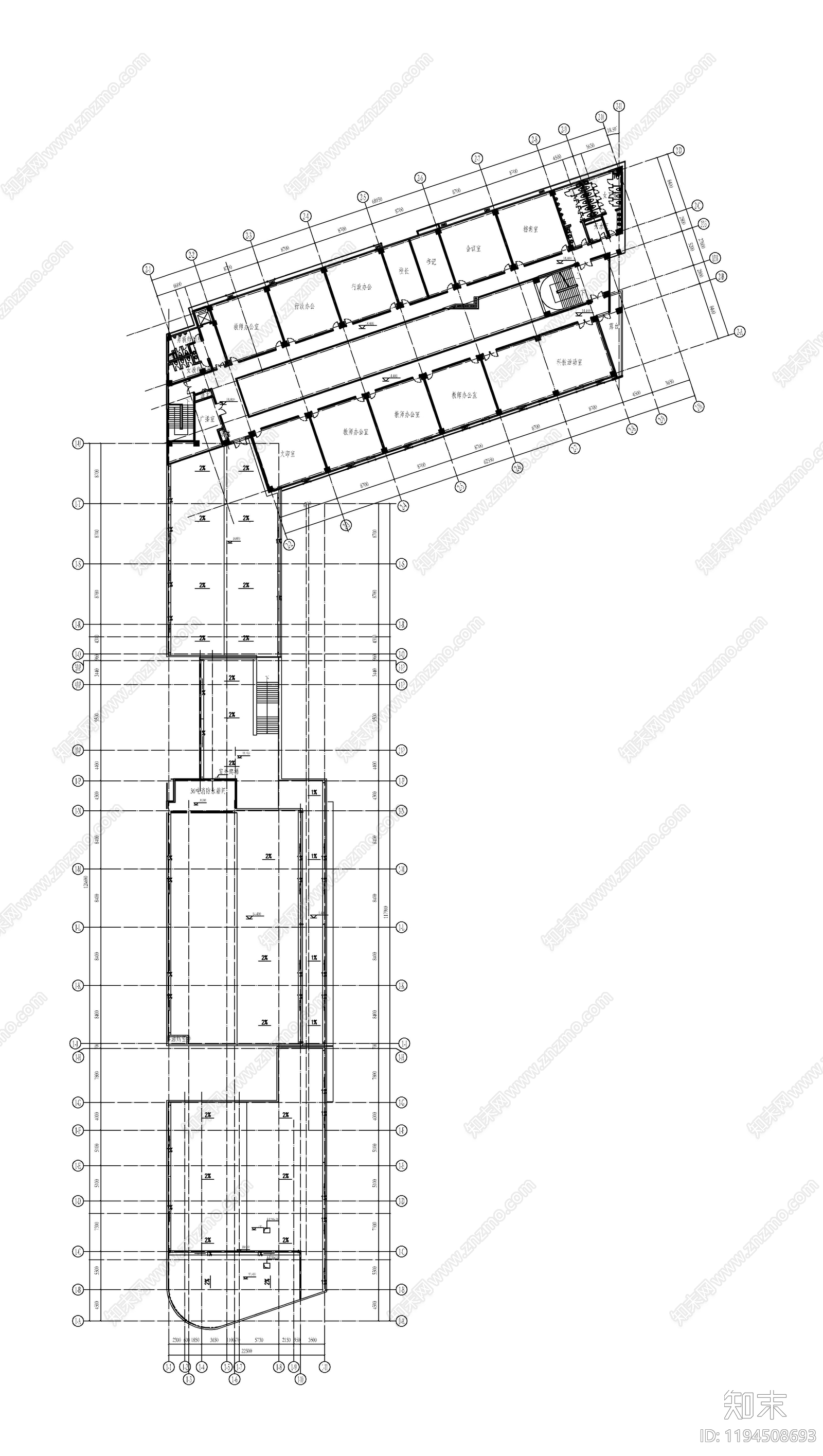 现代学校建筑cad施工图下载【ID:1194508693】