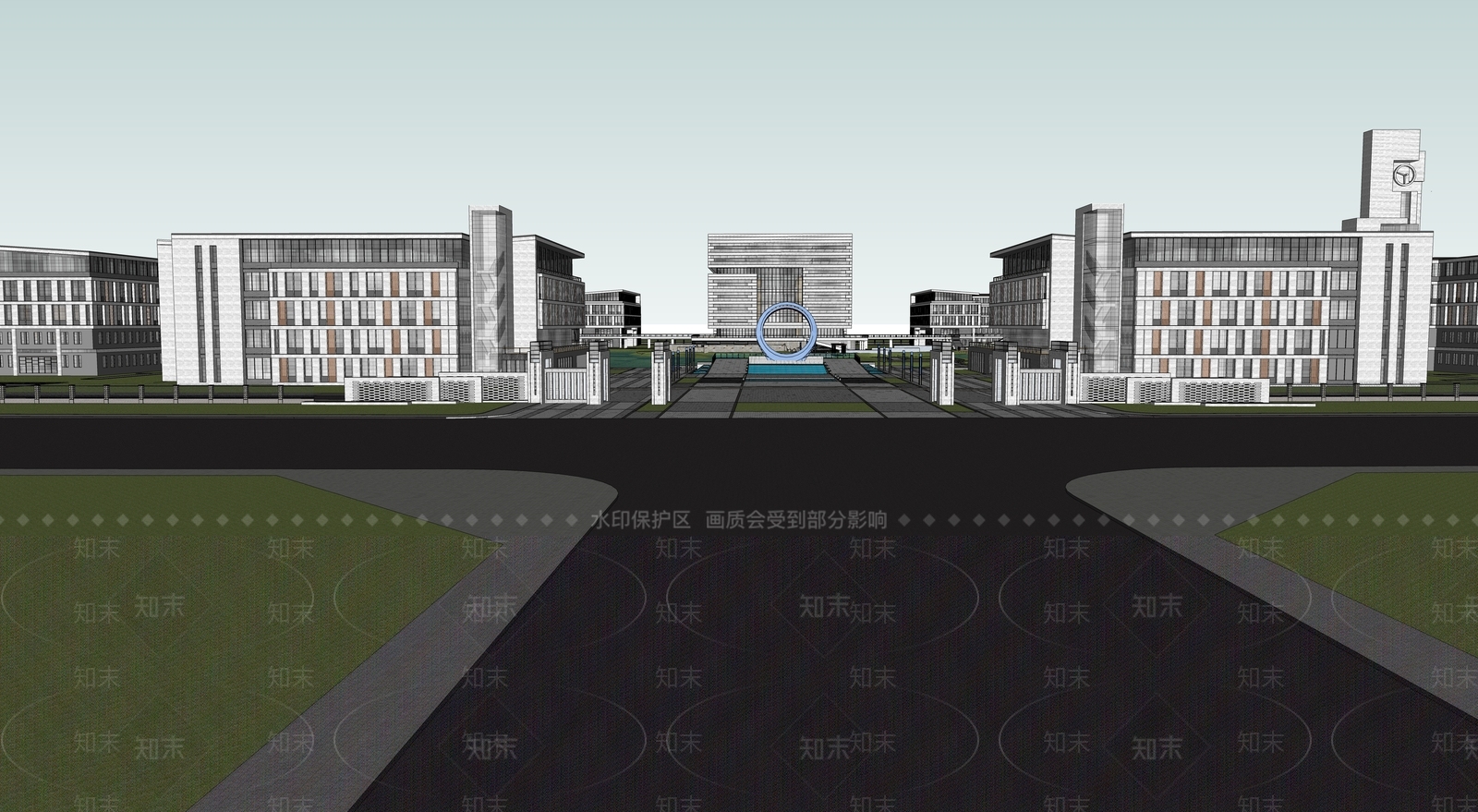 现代极简学校建筑SU模型下载【ID:1194509537】