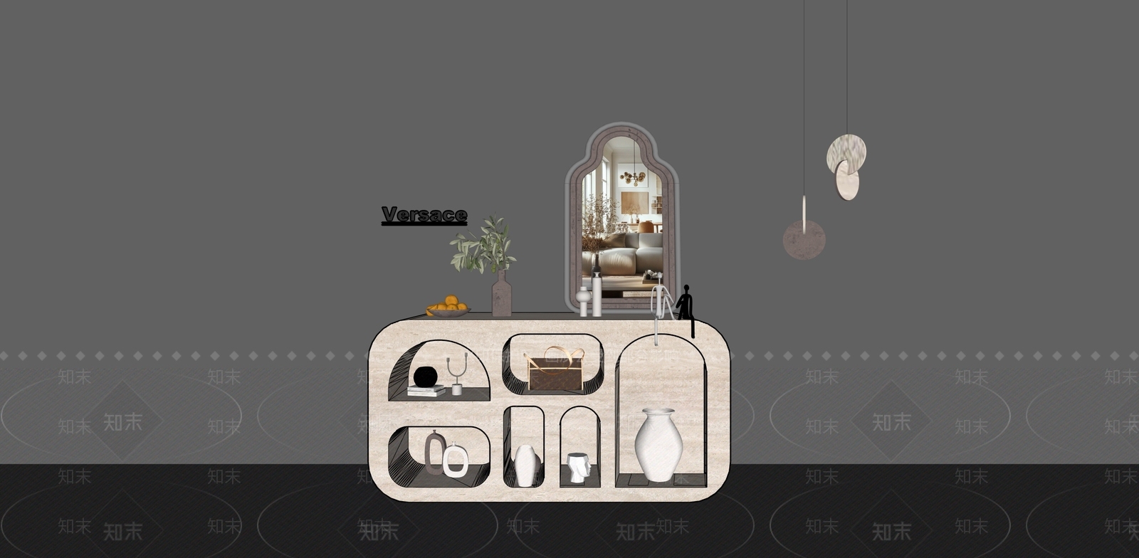 法式奶油玄关柜3D模型下载【ID:1194510027】