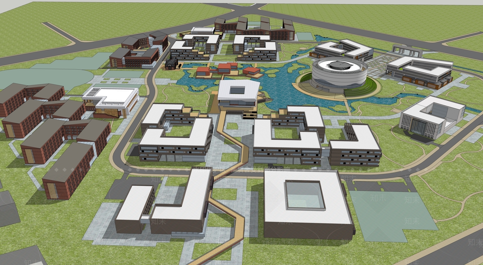 现代学校建筑SU模型下载【ID:1194510164】