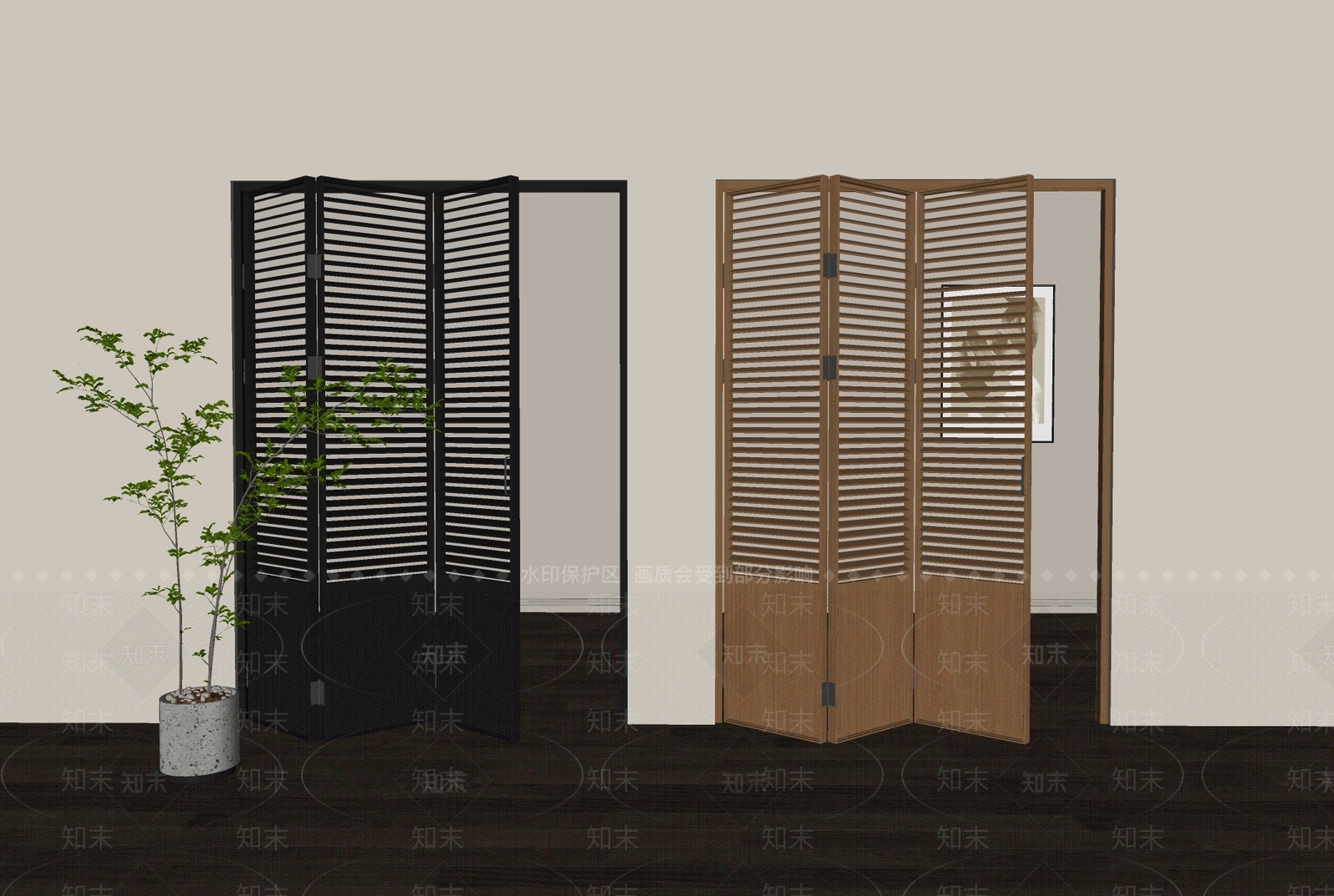 现代折叠门SU模型下载【ID:1194513844】