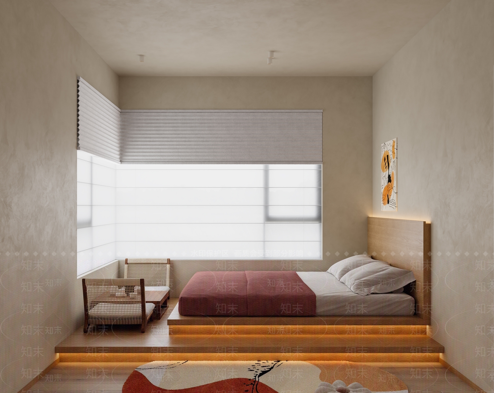 现代日式榻榻米卧室3D模型下载【ID:1194514470】