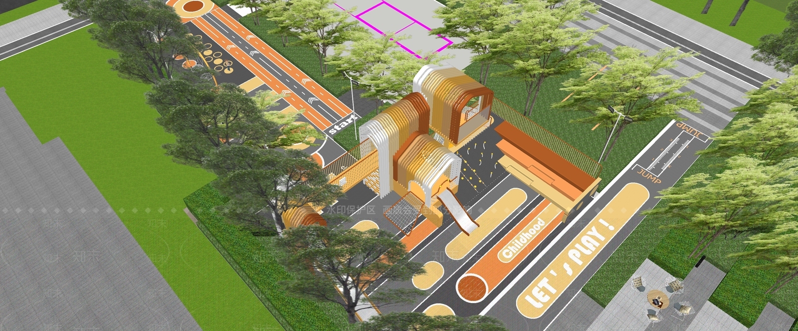 现代儿童游乐区SU模型下载【ID:1194516694】