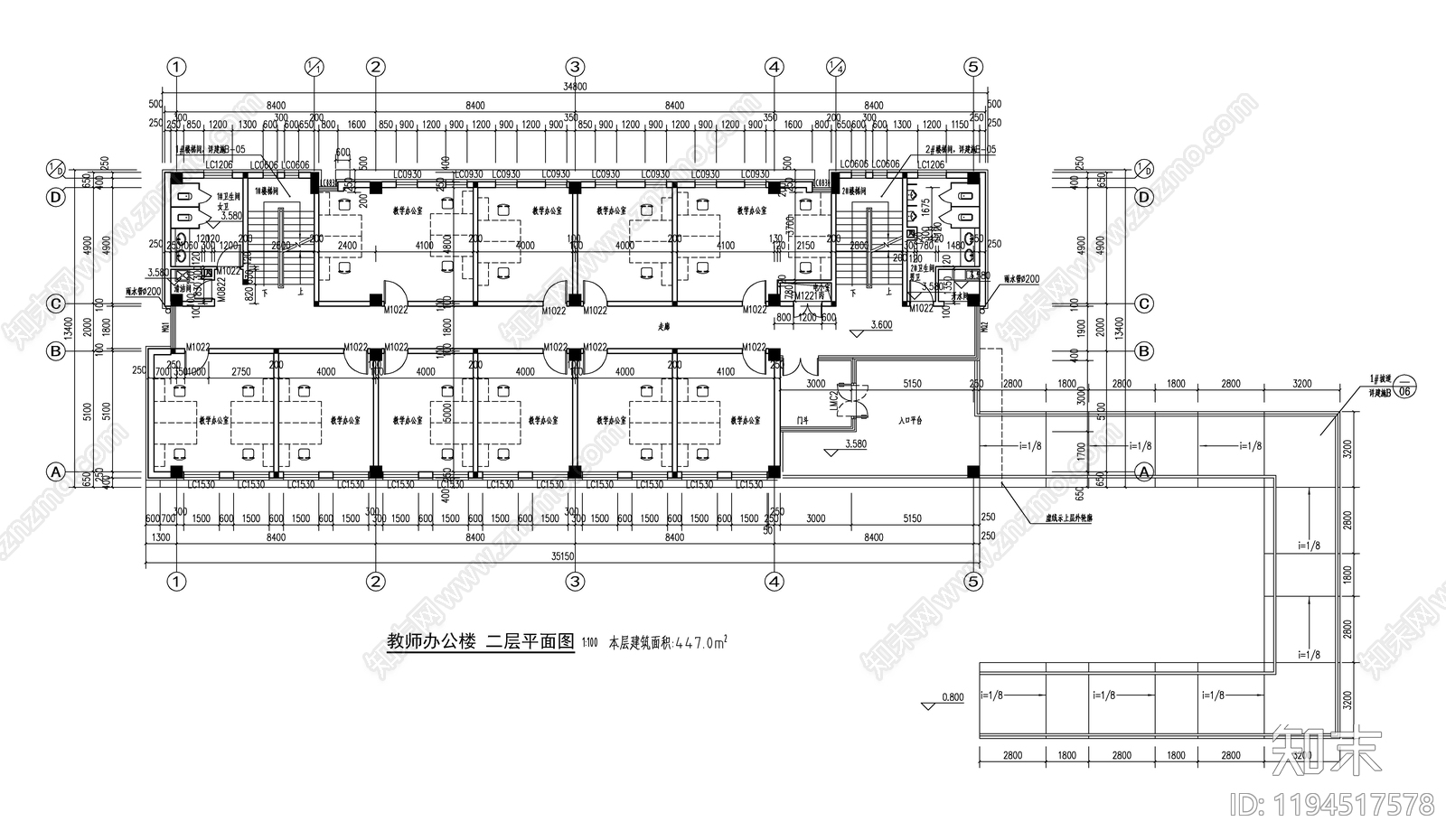 现代学校建筑cad施工图下载【ID:1194517578】