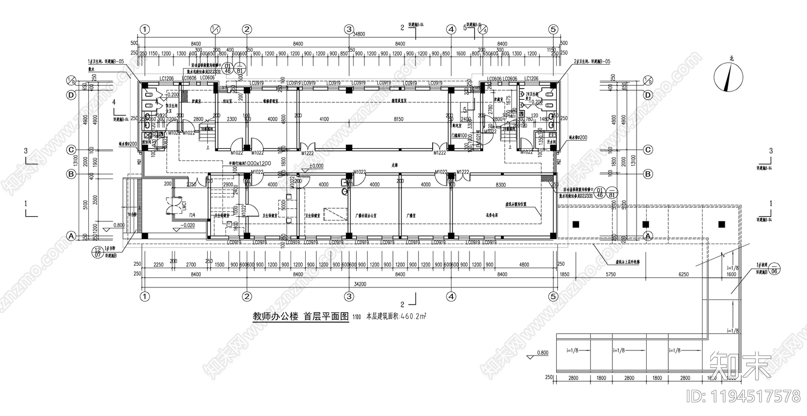 现代学校建筑cad施工图下载【ID:1194517578】