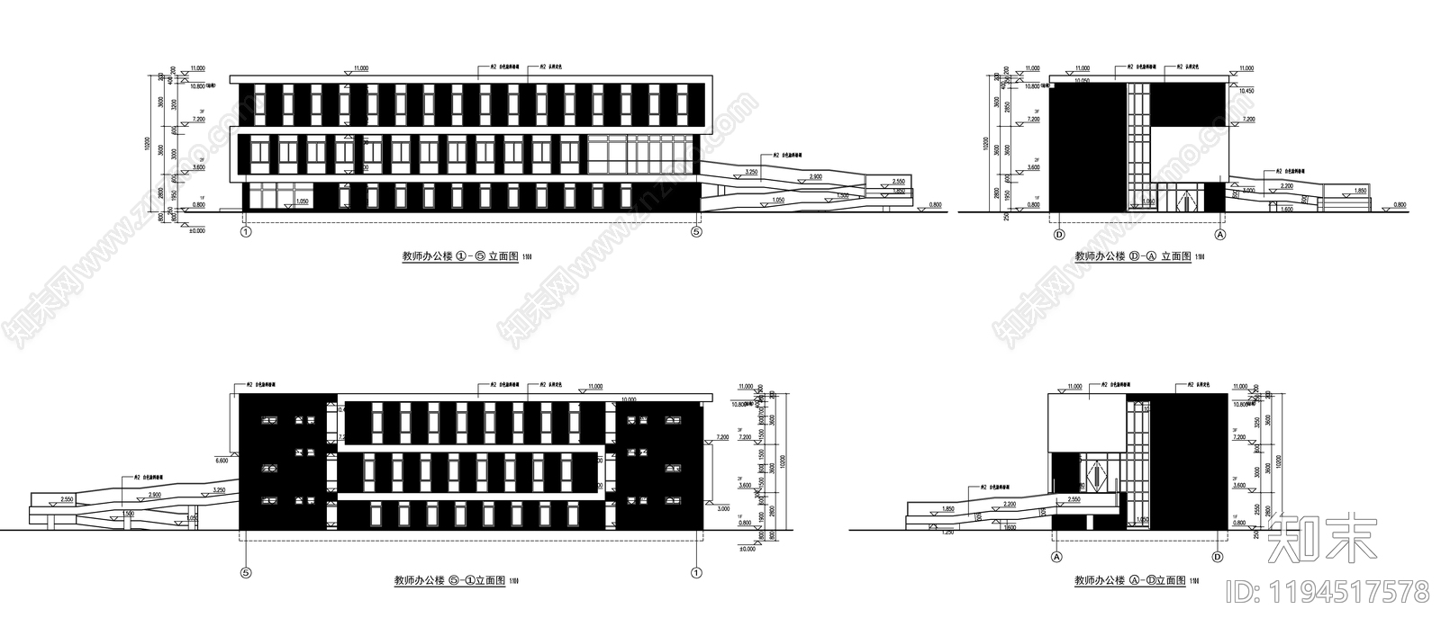 现代学校建筑cad施工图下载【ID:1194517578】